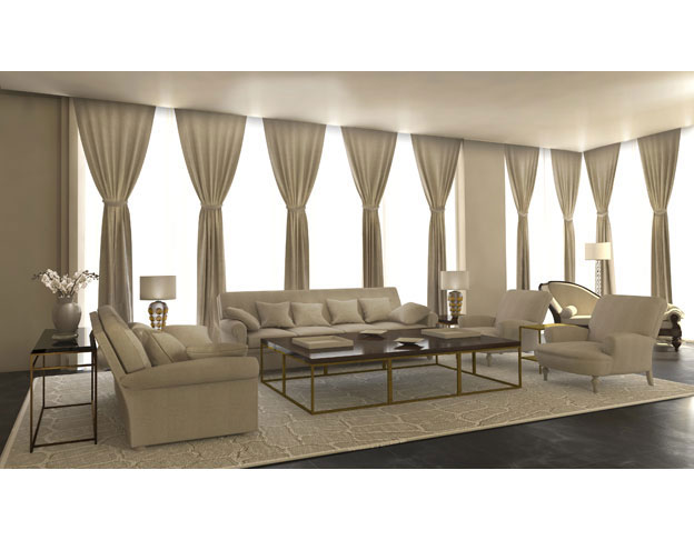 Conversation area with Poltrona Frau sofas